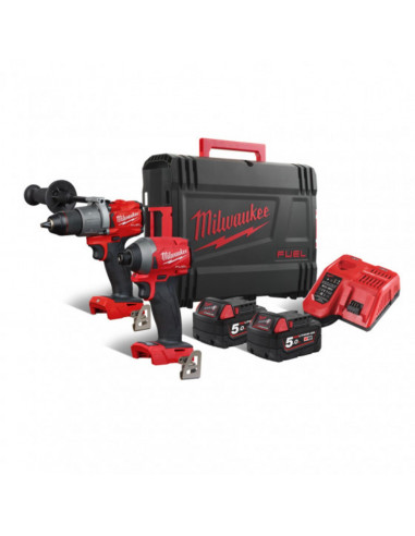 Pack De 2 Outils 18 V Milwaukee Fpp2a2-502x (M18fpd2/M18fid2) 2x5ah Hd-Box